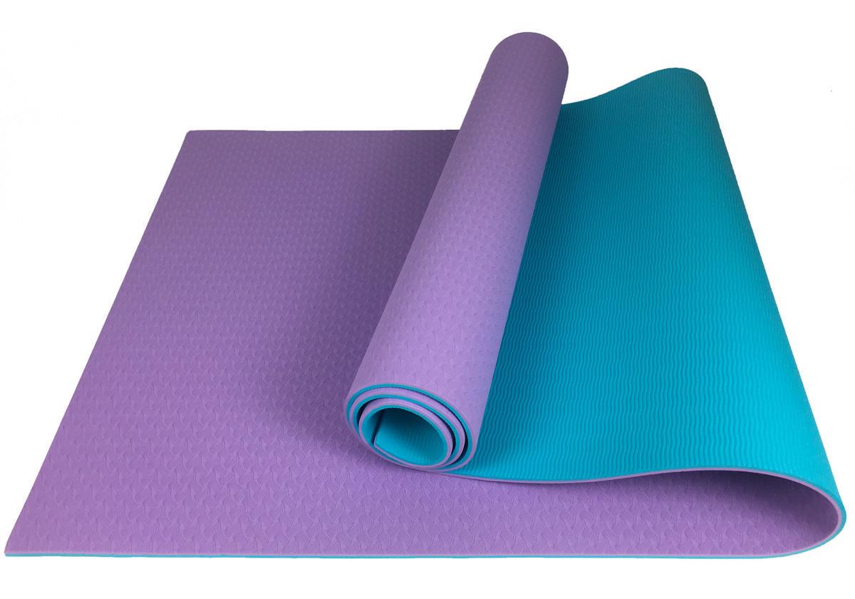 Коврик для йоги и фитнеса EasyFit TPE/TC двухслойный 6 мм Фиолетовый/Мятный (EF-1924-V/M) - фото 1 Коврик для йоги и фитнеса EasyFit TPE/TC двухслойный 6 мм Фиолетовый/Мятный (EF-1924-V/M) - фото 1