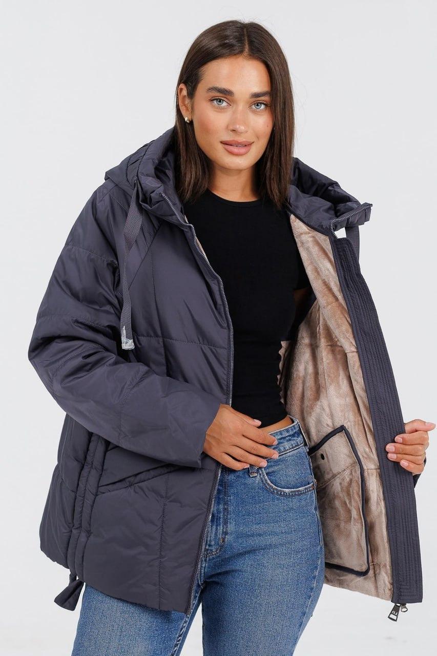 Куртка жіноча 236c на флісі р. 56 Графітовий