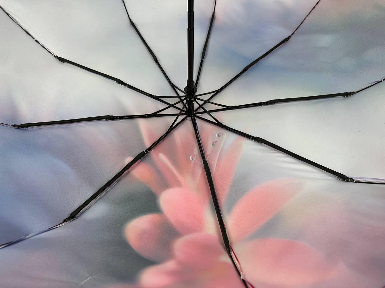 Зонт женский автомат Rain Flower цветочный принт в подарочной упаковке с платком (01030-4) - фото 8