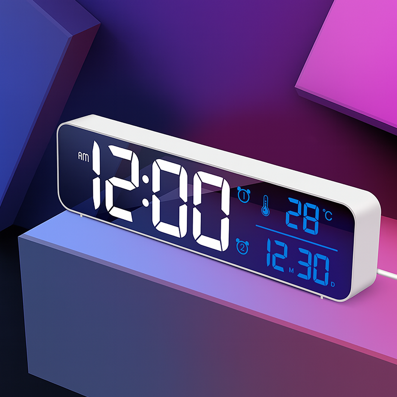 Цифровий LED-годинник DS-6625 з будильником і термометром Білий (1801407)