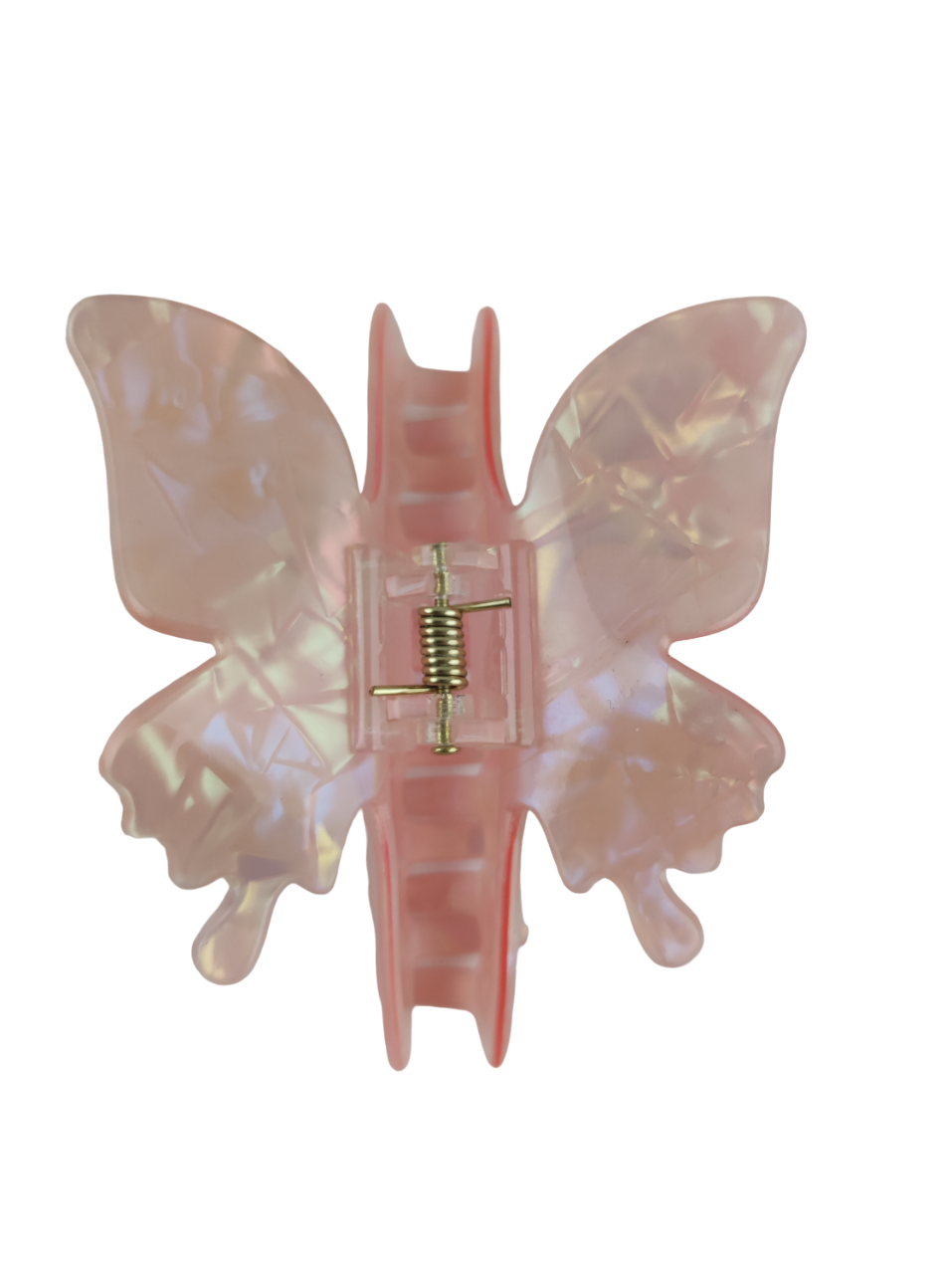 Крабик для волос Бабочка с эффектом перламутра 10 см Персиковый (000043)