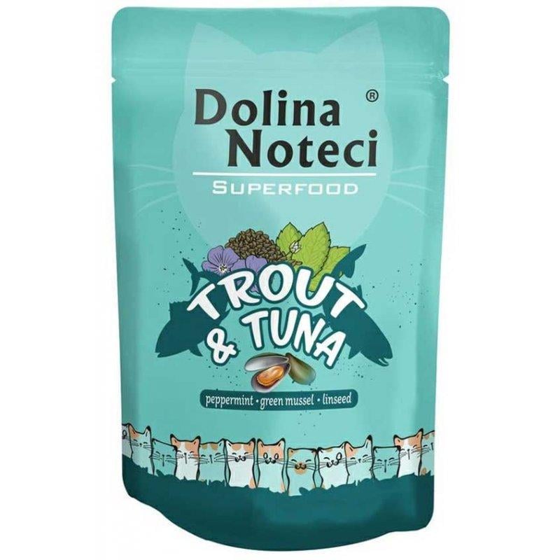 Корм влажный беззерновой для кошек Dolina Noteci Superfood с форелью и тунцом 85 г (1719109589)