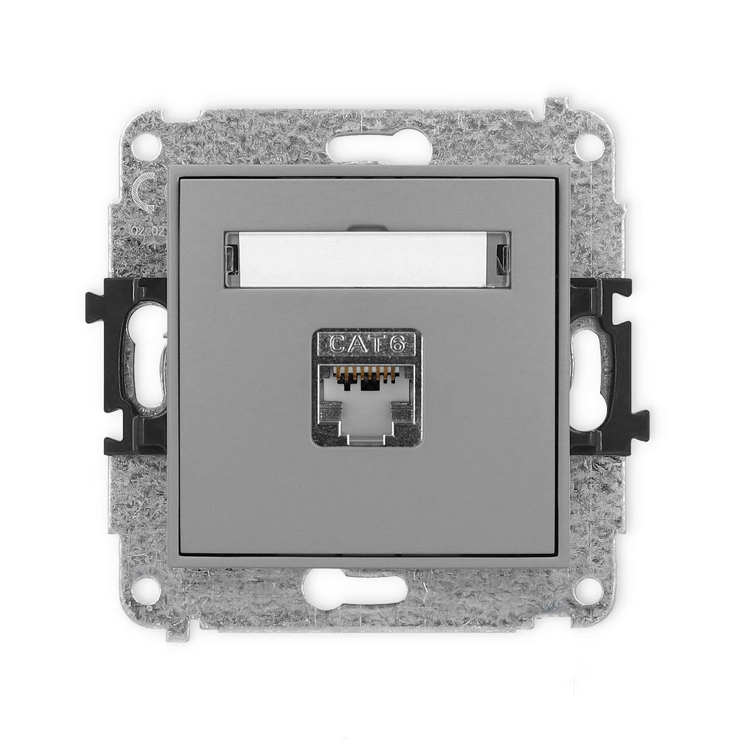 Розетка компьютерная экранированная Karlik Mini RJ45 cat 5E Серый матовый (27MGK-1e)