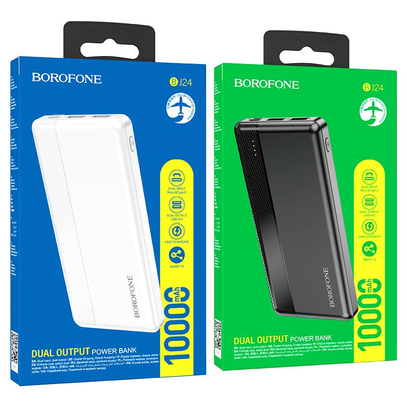 Повербанк Borofone BJ24 Famous 10000 mAh 2USB/Type-C/Micro-USB 2A LED дисплей Черный - фото 7