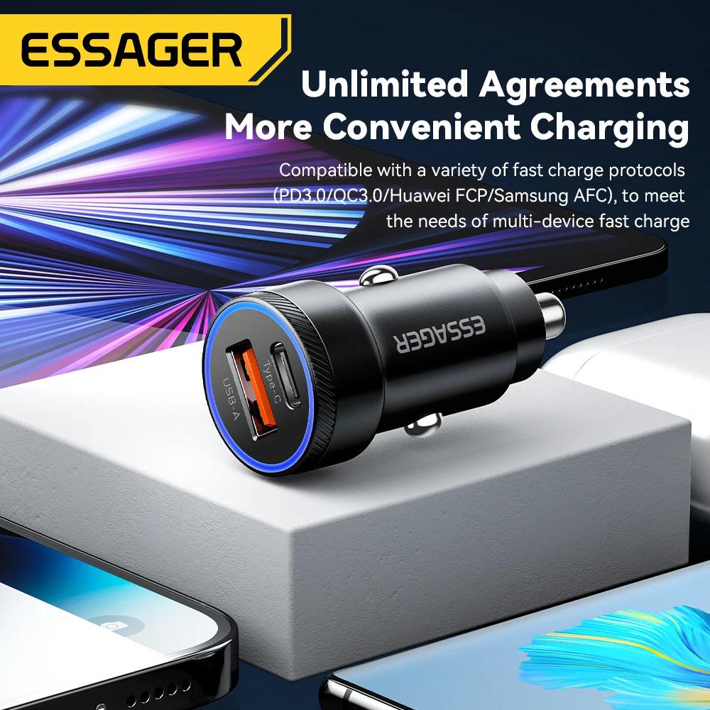 Зарядка в прикуриватель ESSAGER QC30 USB type-C 36 Вт быстрая зарядка - фото 4