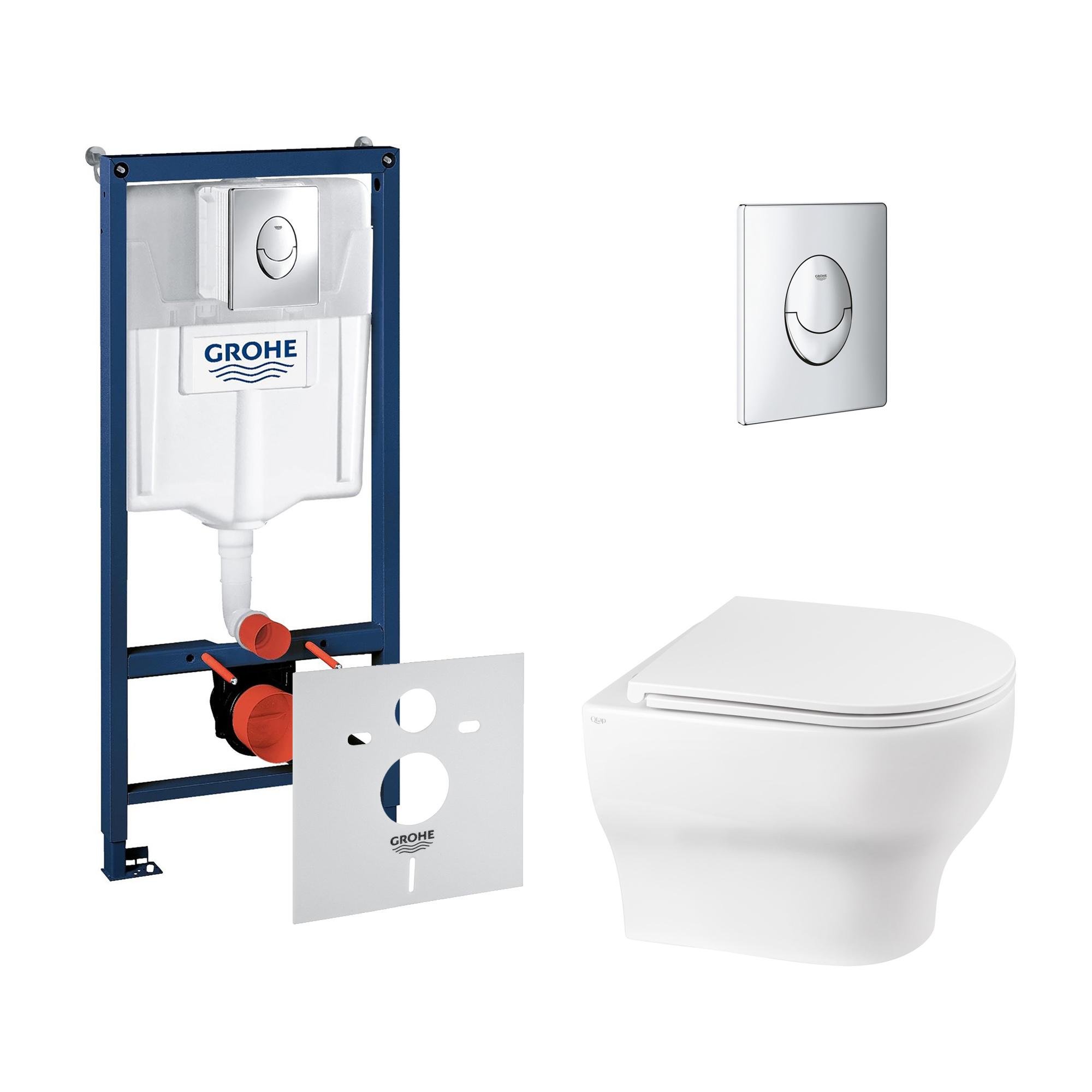 Комплект инсталляции Grohe Rapid SL / Aries 38721001QT0333063ERW с унитазом кнопка Хром (116326)