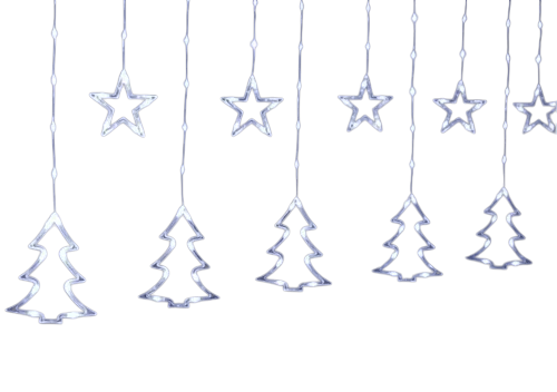Гірлянда-штора Зірки та ялинки розмір 3х0,9 м 10 фігур Білий - фото 1