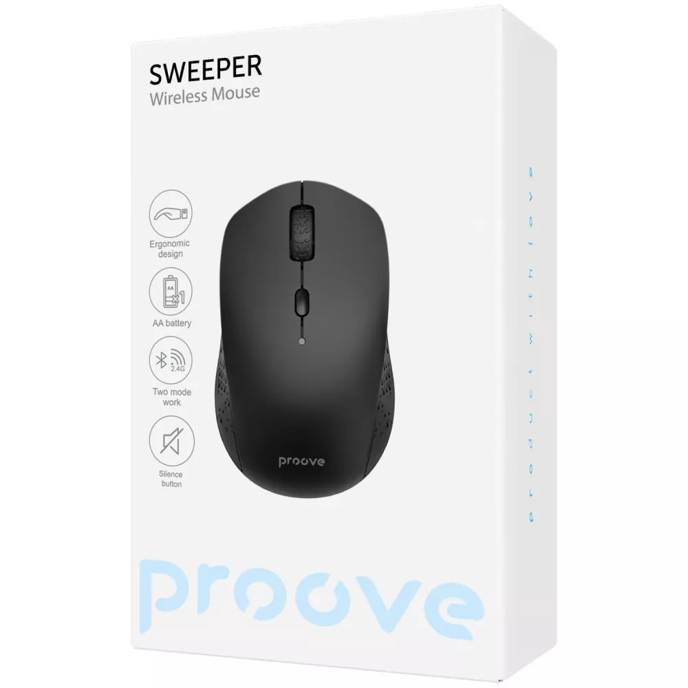 Мышь беспроводная Proove Sweeper 2.4 ГГц и Bluetooth 6 кнопок 1600 DPI AA Черный (29816550) - фото 4 Мышь беспроводная Proove Sweeper 2.4 ГГц и Bluetooth 6 кнопок 1600 DPI AA Черный (29816550) - фото 4