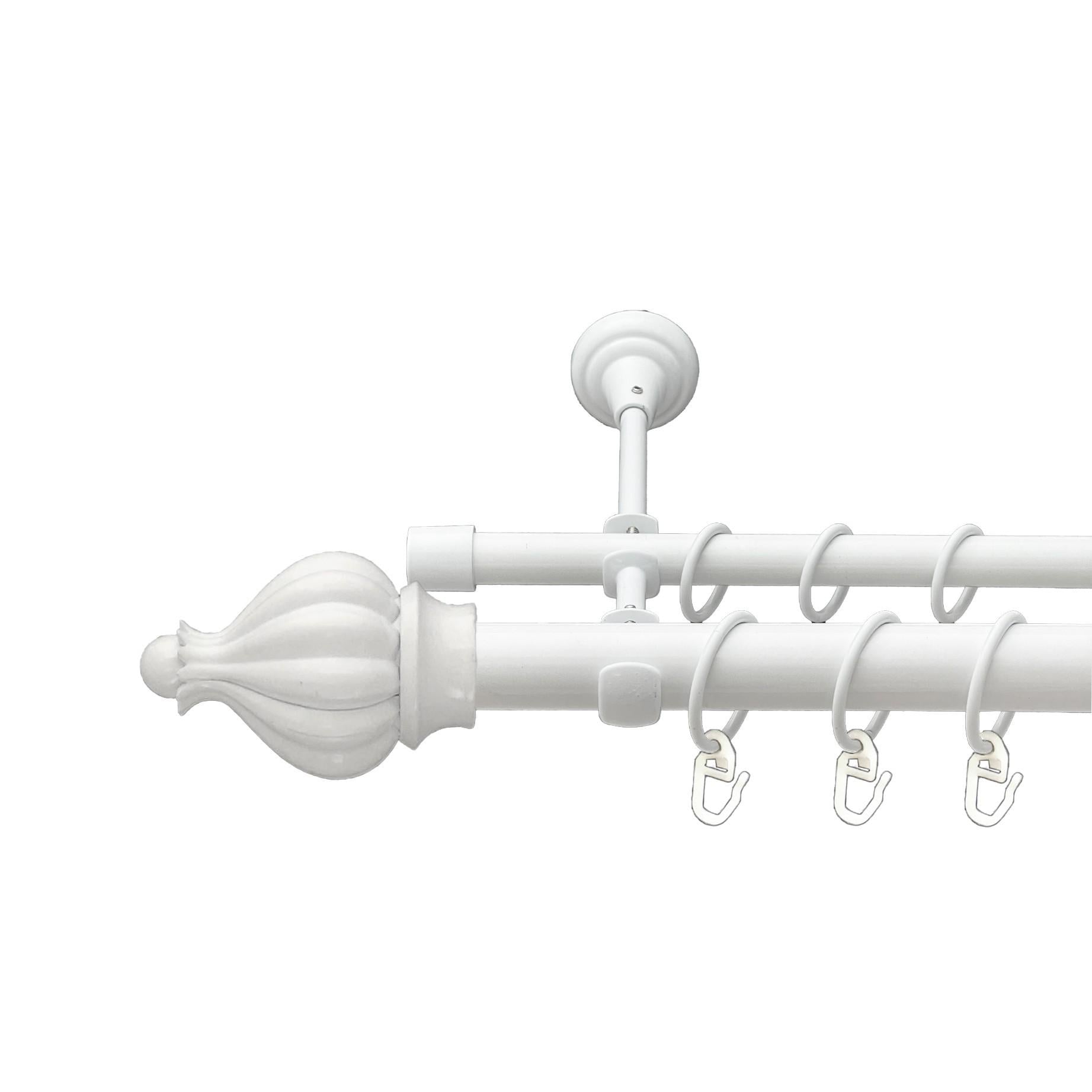 Карниз металлический Orvit Таджа двухрядный открытый/гладкая труба/кольцо металлическое Арктис 25/16 мм 300 см (00-00021076)