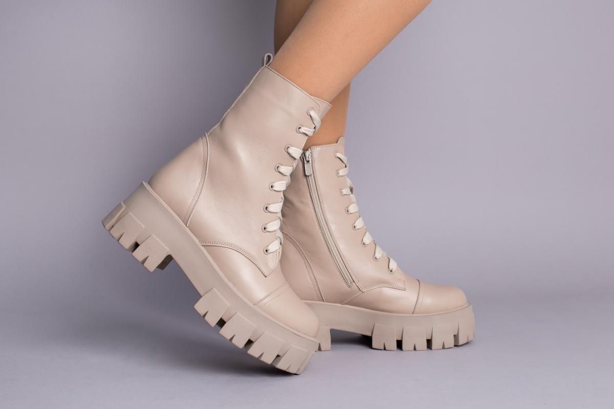 Ботинки женские кожаные демисезонные р. 40 Бежевый (6714-2д/40)