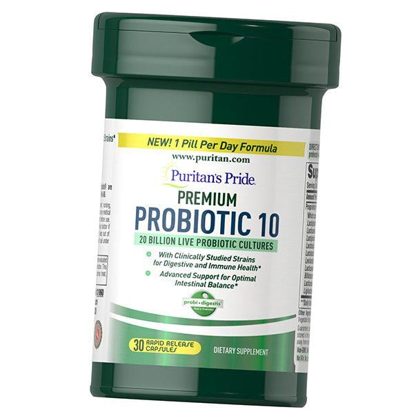 Пробиотики Puritan's Pride Premium Probiotic 10 для улучшения пищеварения и иммунитета 30 капс. (69367013)