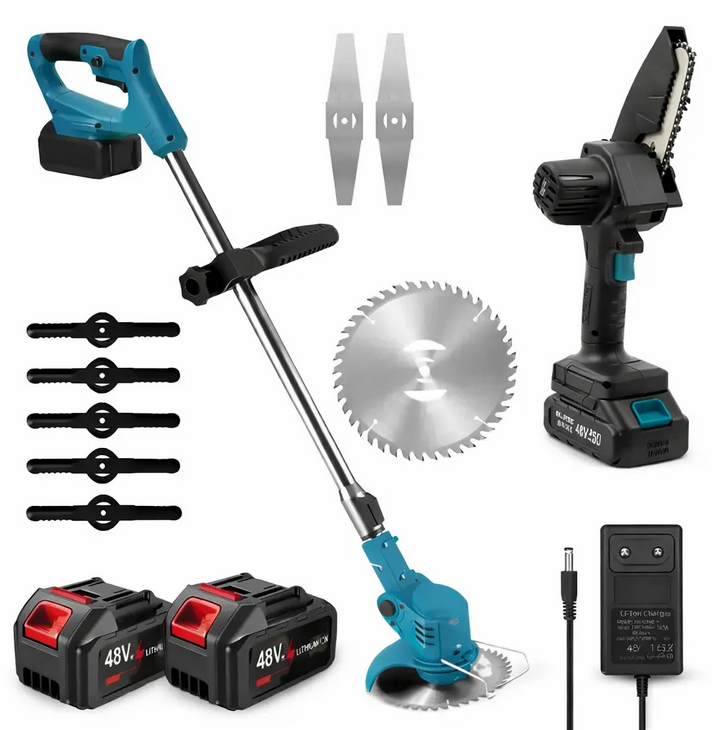 Комплект 2в1 газонокосилка и мини-пила 6" 800 W/триммер 36V/2 аккумулятора (G6496-1)