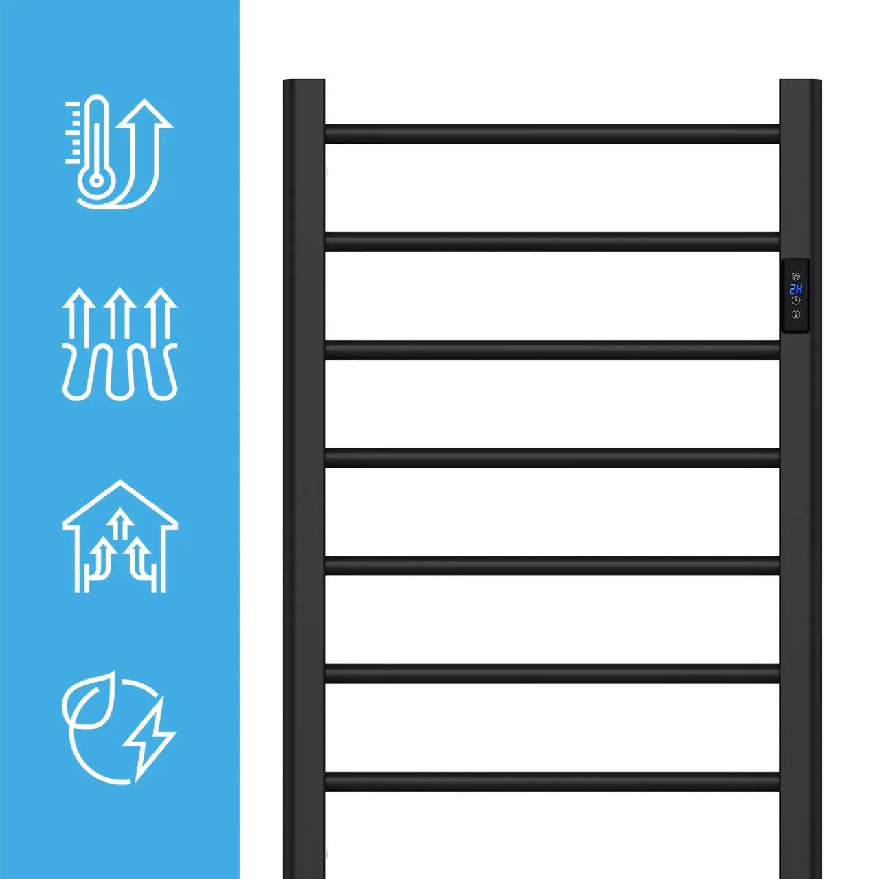 Електрична рушникосушка Maltec з термостатом і таймером 2в1 200W Black (BH200W) - фото 8