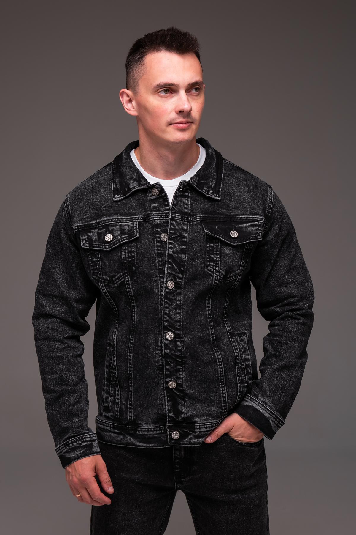 Куртка джинсовая мужская весенне-осенняя 5XL Темно-серый (2405/5) - фото 8