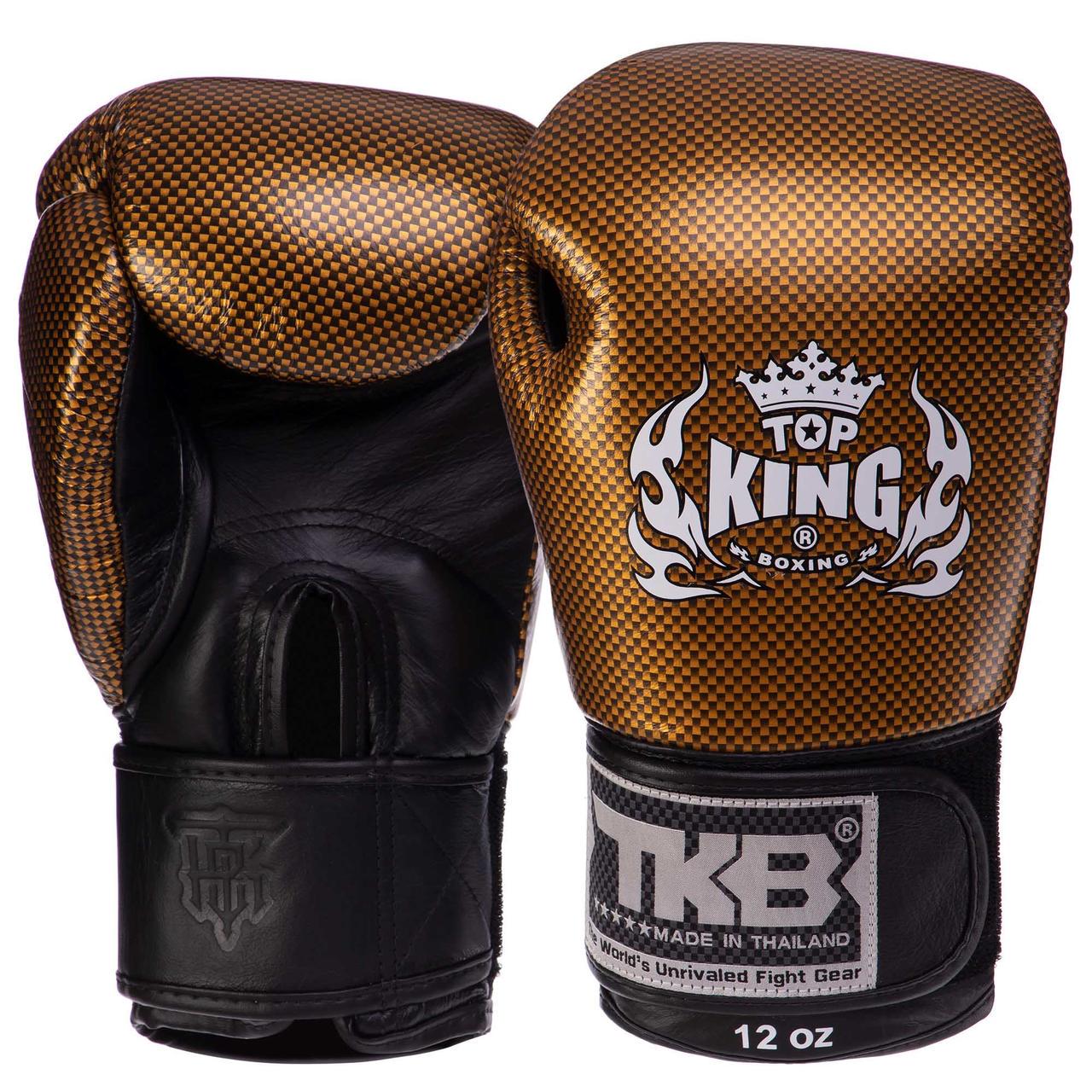 Боксерские перчатки Top King Super Snake кожаные 18 oz Черно-золотой (TKBGEM-02)