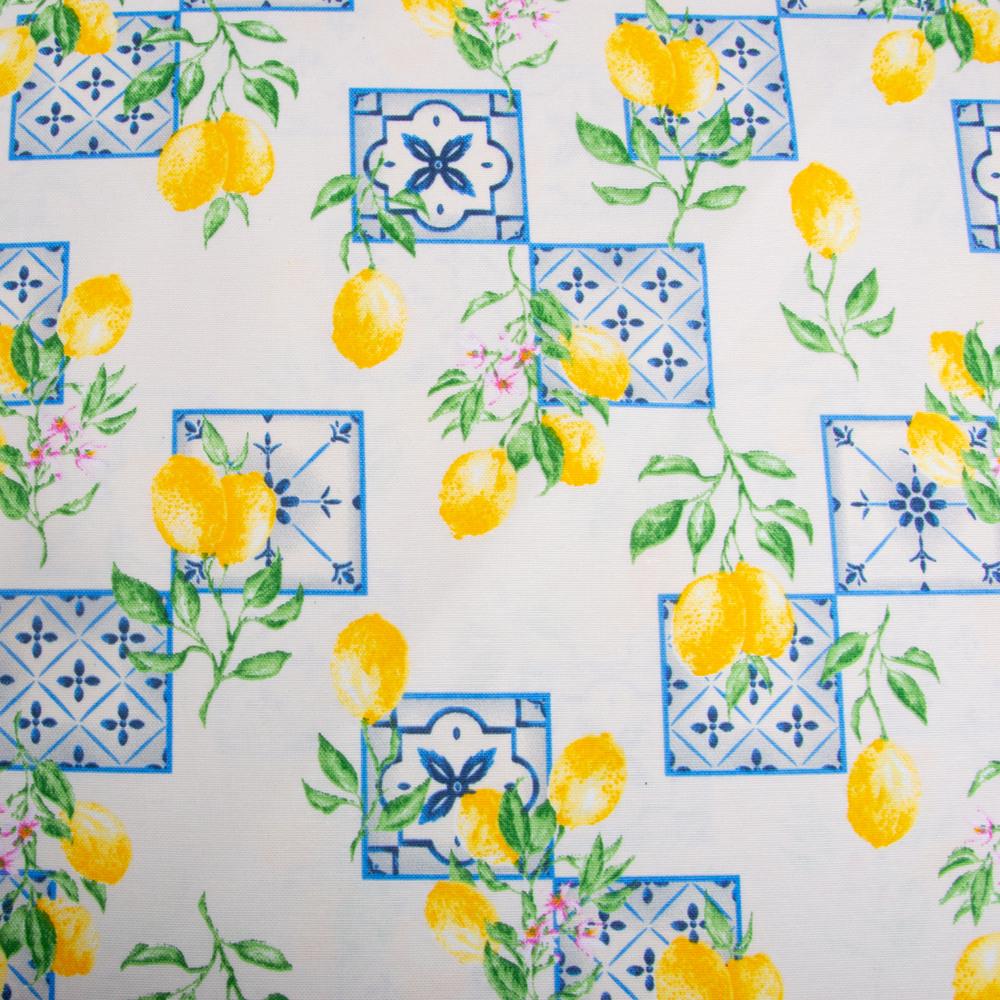 Тканина декоративна скатерна Лимони бавовна з водовідштовхувальним просоченням 220 гр/м2 180 см Сіро-білий мармур (26915)