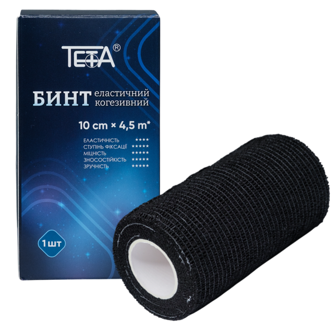 Бинт эластичный когезивный Тета 10 см х 4,5 м Черный (4820185416337)