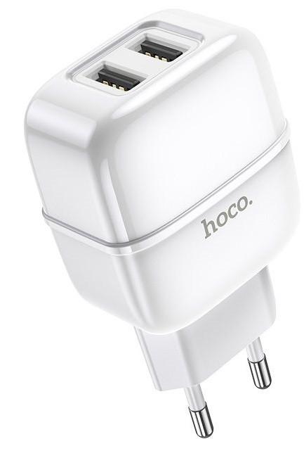 Адаптер мережевий HOCO Lightning cable Highway C77A 2 USB 2,4 A Білий