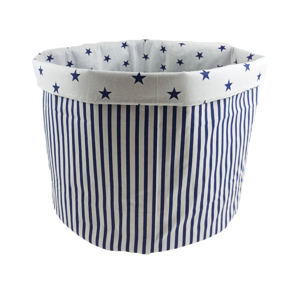 Корзин для игрушек с отворотом полоски синие 45х40 см хлопок (SH-4519-RFRBACO-UA-03(3) Корзин для игрушек с отворотом полоски синие 45х40 см хлопок (SH-4519-RFRBACO-UA-03(3)