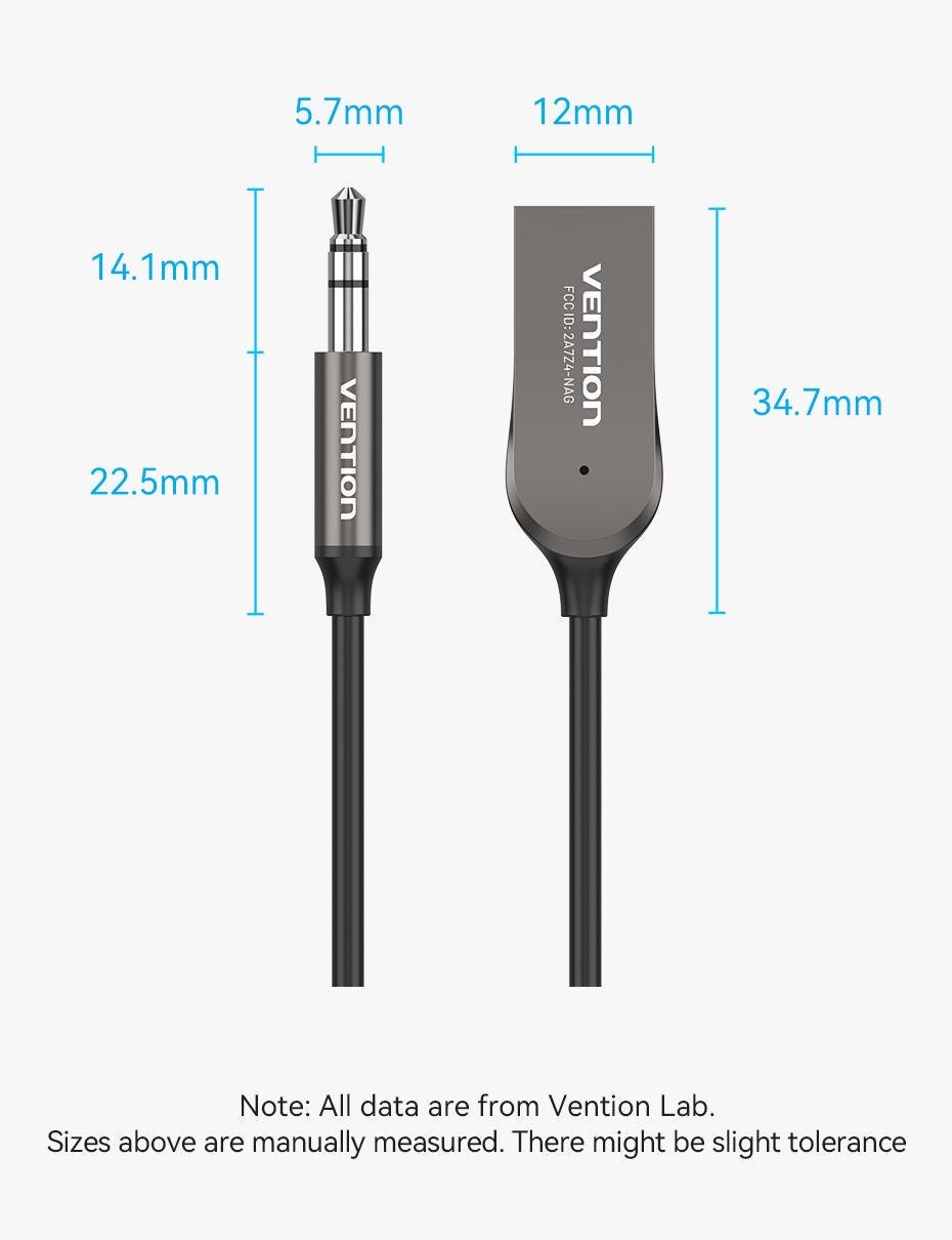 Адаптер Vention Bluetooth 5.0 приемник USB-3,5 мм minijack с микрофоном HiFi AUX Черный (NAGHG) - фото 9