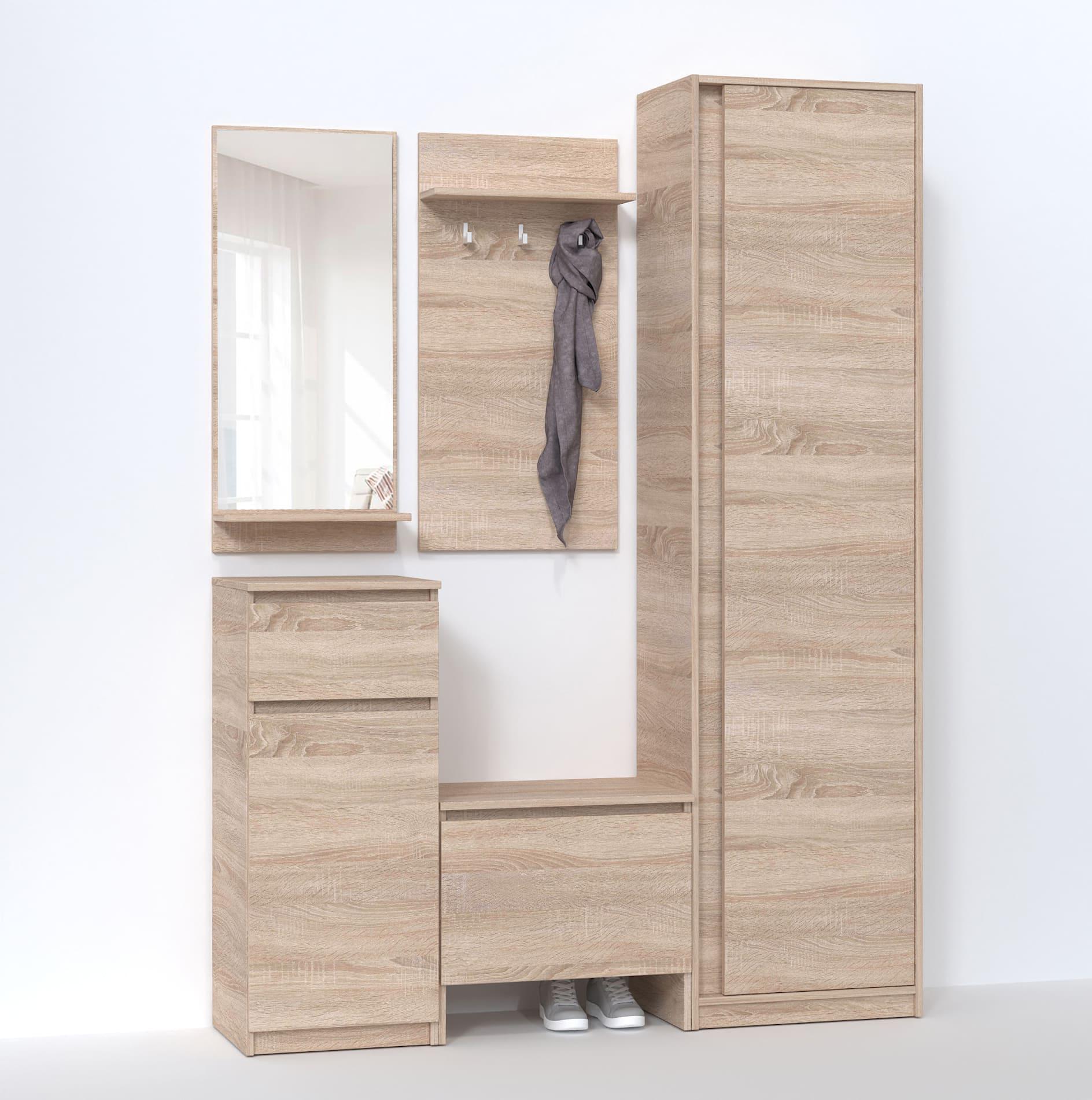 Прихожая современная в коридор Мастер Форм Брайт правостороння 1470х376х2000 мм Дуб сонома (20782)