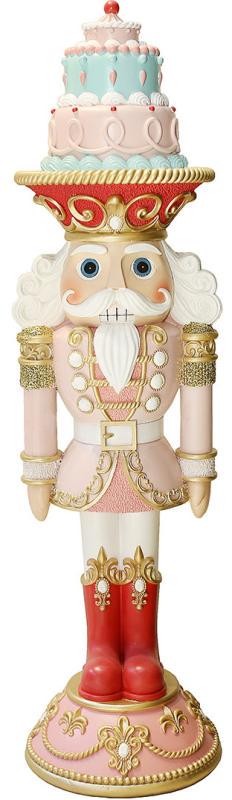 Фигура декоративная Щелкунчик с тортом 92 см Розовый с золотым
