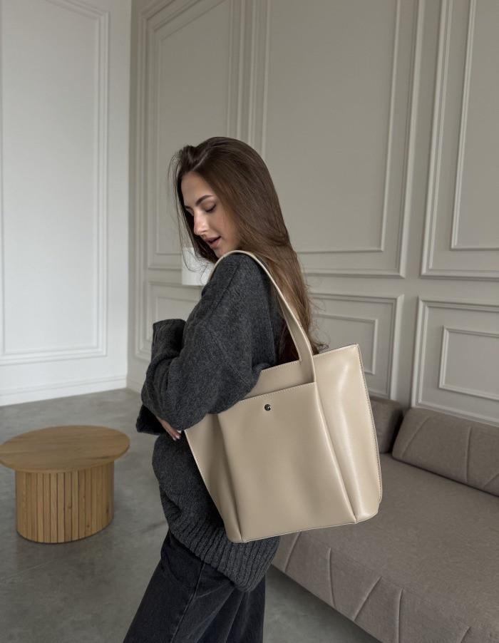 Сумка-шопер жіночий Next Level Bags з екошкіри 41х13х32 см Бежевий (02-1720)