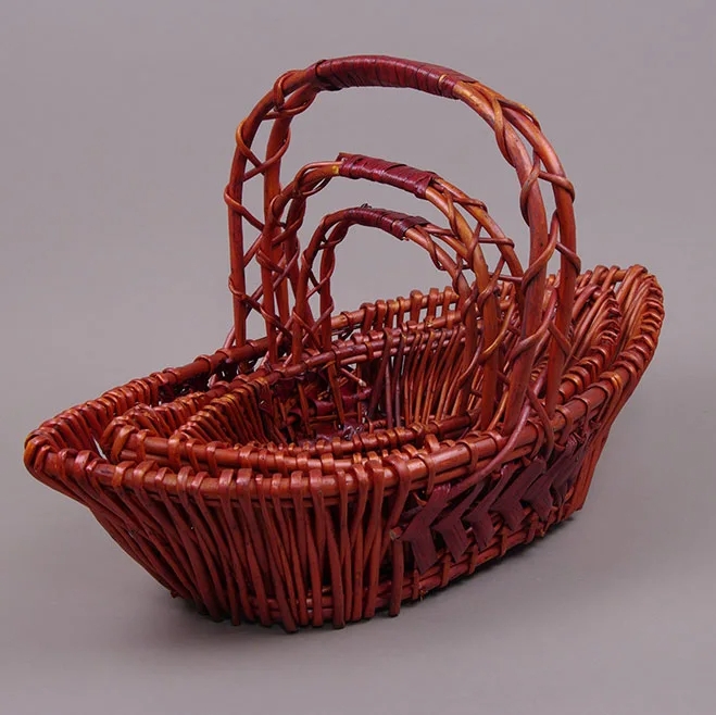 Комплект корзин из лозы Flora 3 шт. Терракотовый (24339)