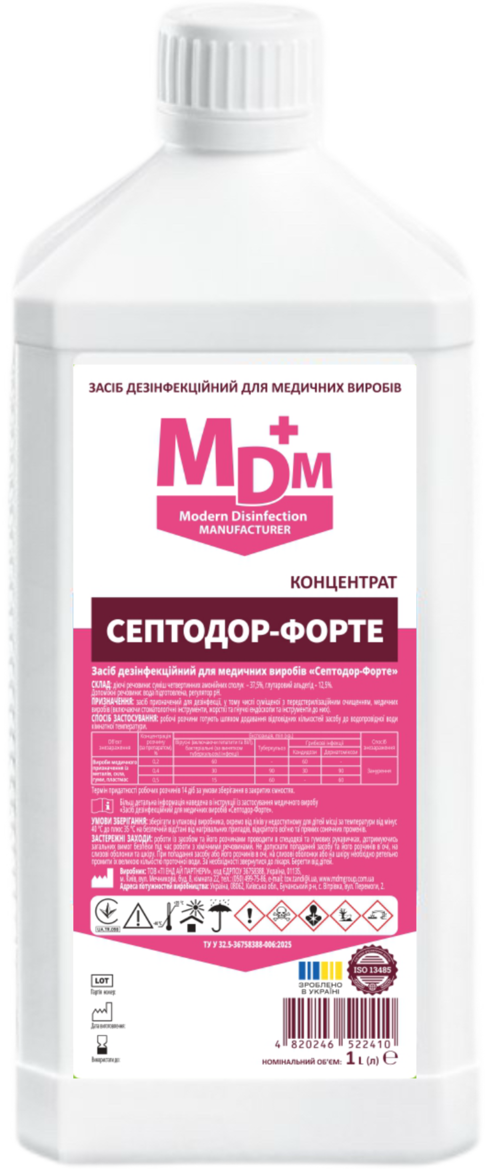 Средство дезинфицирующее для медицинских изделий Септодор-Форте 1 л (MED014104)