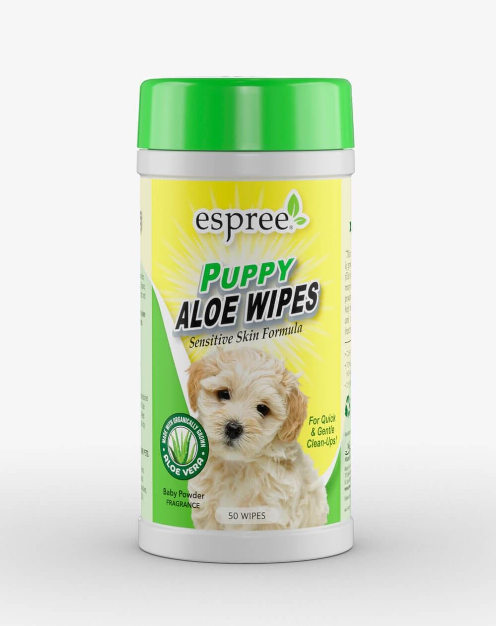 Серветки для цуценят Espree Puppy Aloe Wipes для чищення 50 шт. (E01422)