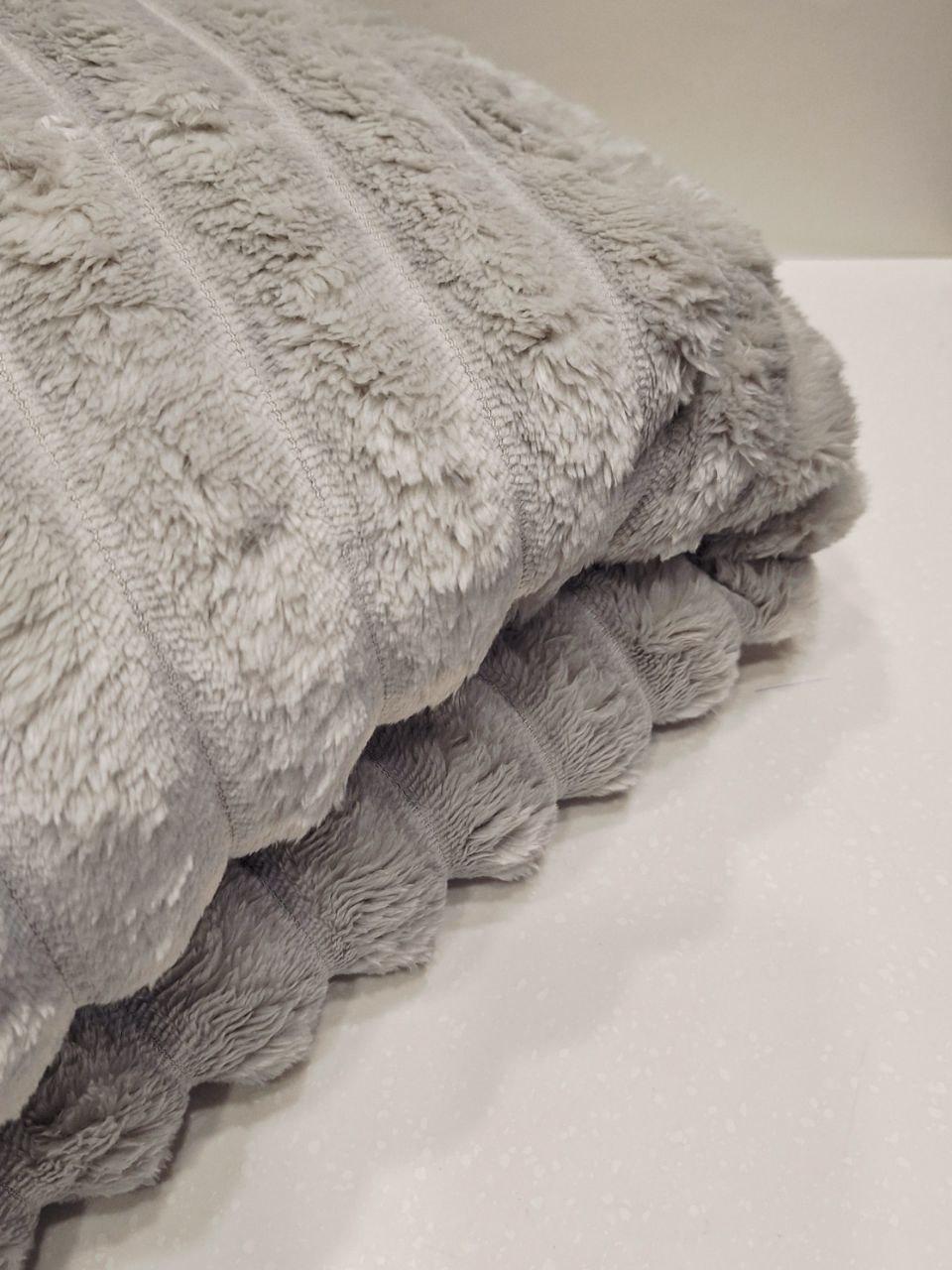 Плед на овчине Шарпей Королевская полоска 200x230 см Серый (1687) - фото 4