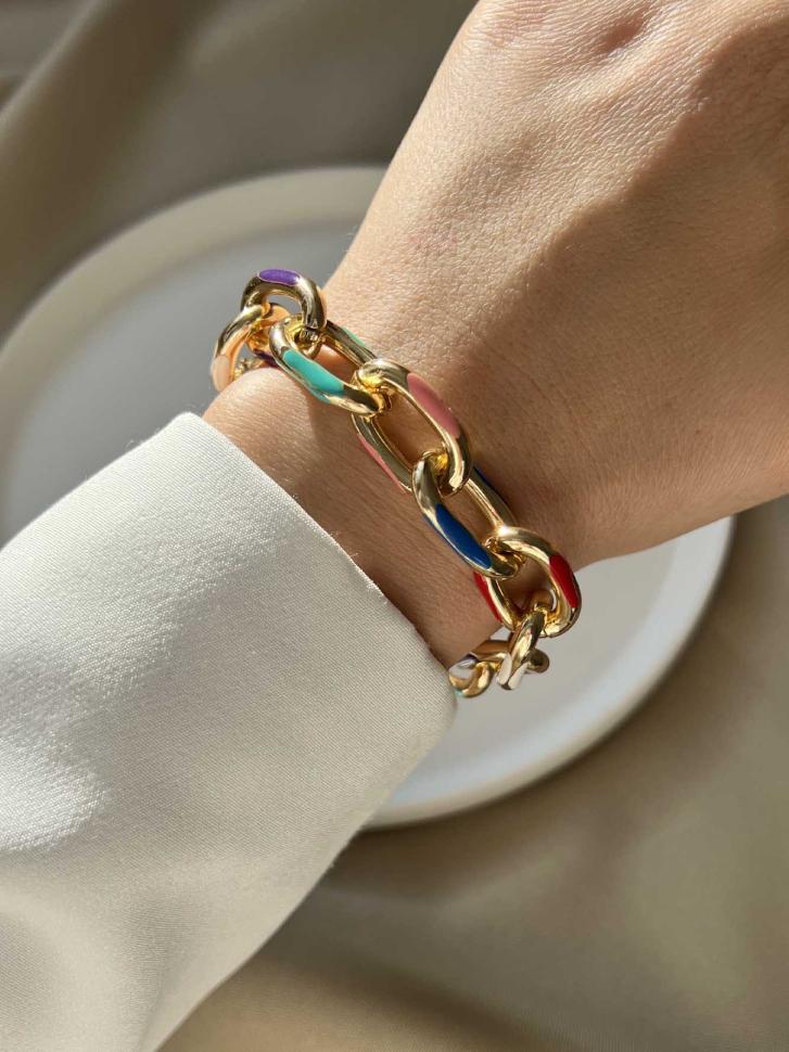 Браслет бижутерия большая цепь Золотой (4898)