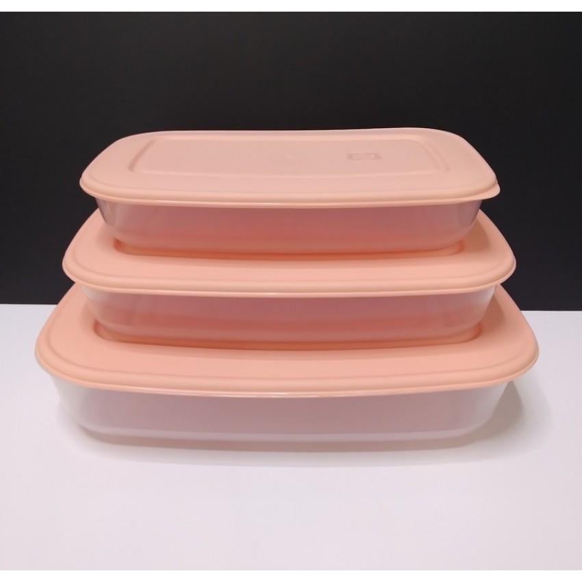Набор контейнеров для продуктов питания Алеана 167020 прямоугольные 3 шт. Персиковый (1496225999)
