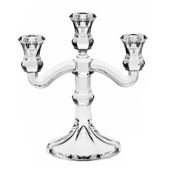 Подсвечник на 3 свечи Bohemia богемское стекло 25,5 см Прозрачный