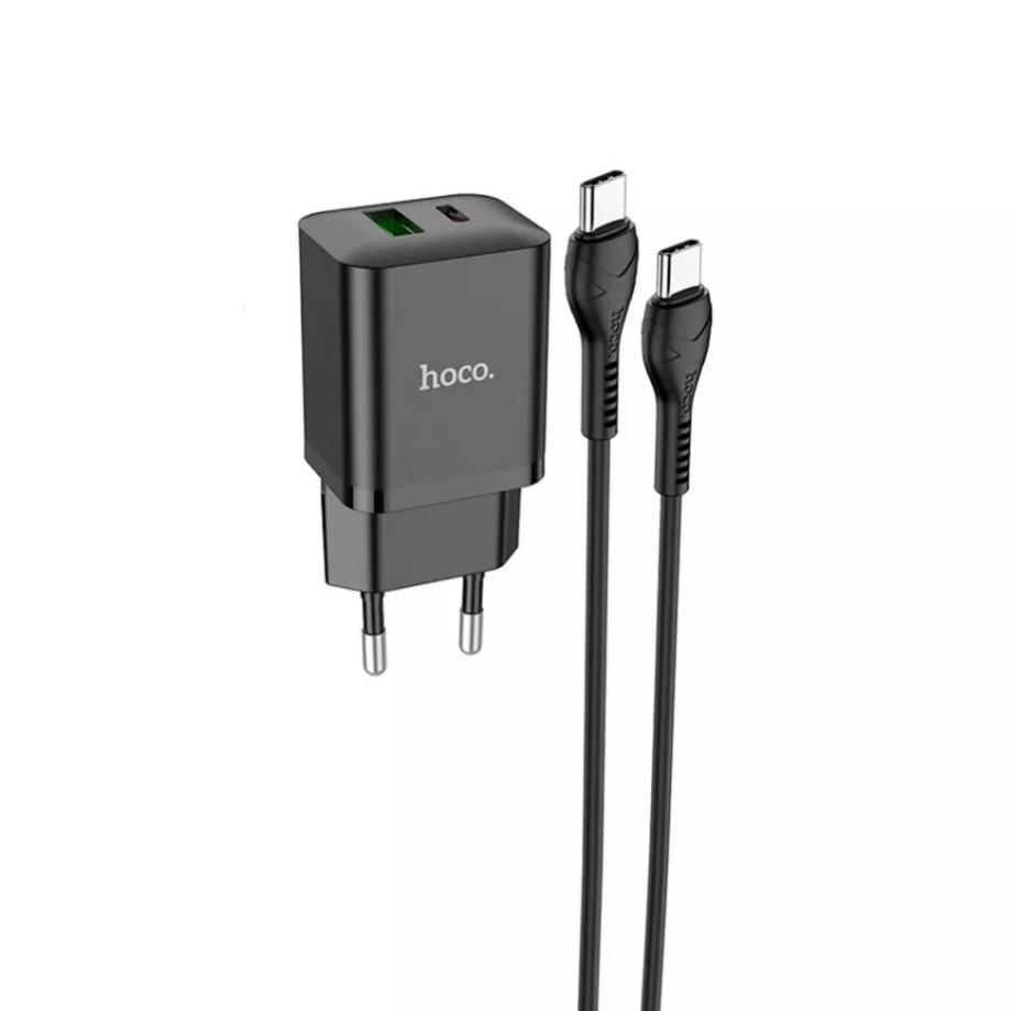 Зарядное устройство сетевое с кабелем Hoco Type-C to Type-C N28 Founder 20 W Type-C/USB Black (567541)