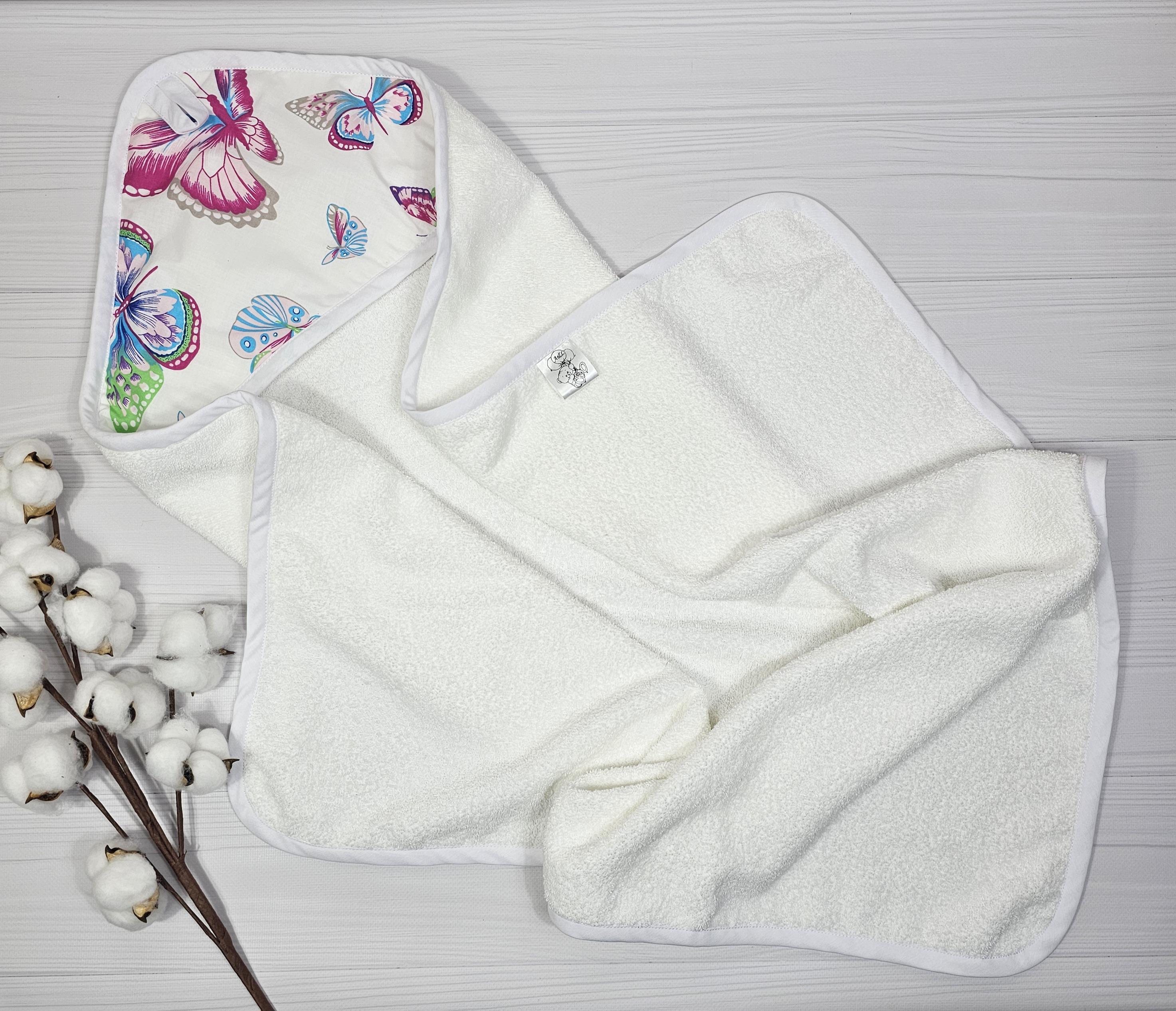 Полотенце-уголок детское a.l.babybox Бабочки 80х80 см Белый (29388825)