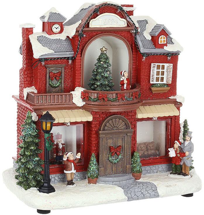 Фигура декоративная Магазин Игрушек с LED-подсветкой и с глитером 24 см