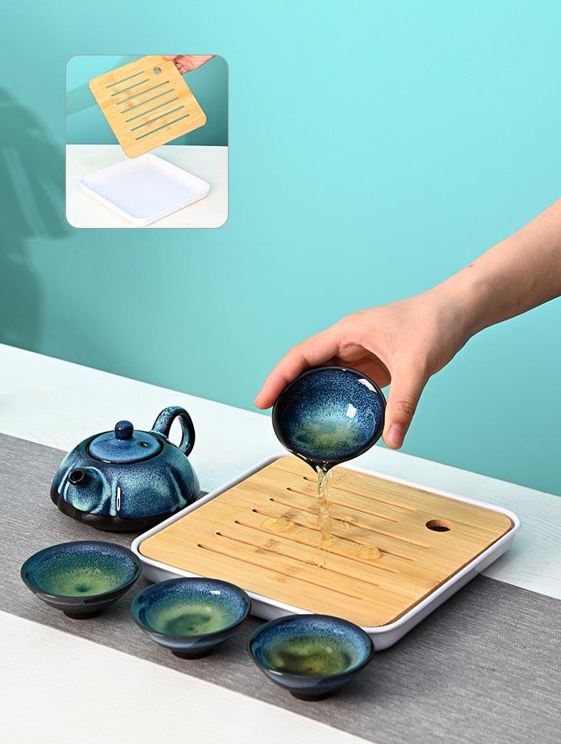 Набор для чайной церемонии дорожный Небесный Глаз на 4 персоны с чабанью 10 предметов Синий (26198872) - фото 6