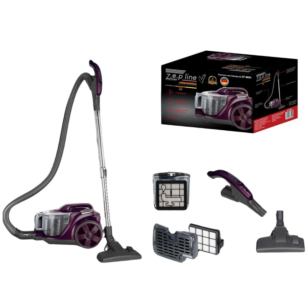 Пылесос Zepline ZP-6805 с контейнером 4 л для сбора пыли 4000 Вт Фиолетовый (120.1720.1) - фото 3 Пылесос Zepline ZP-6805 с контейнером 4 л для сбора пыли 4000 Вт Фиолетовый (120.1720.1) - фото 3