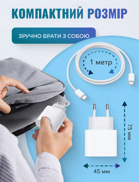 Комплект быстрой зарядки Foxconn 20 Вт 20W USB-C Power Adapter Type-C для iPhone (00afdfe4) - фото 5