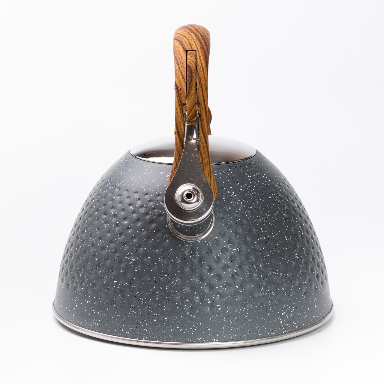 Чайник із свистком із потрійним дном 3 л Сірий - фото 4 Чайник із свистком із потрійним дном 3 л Сірий - фото 4