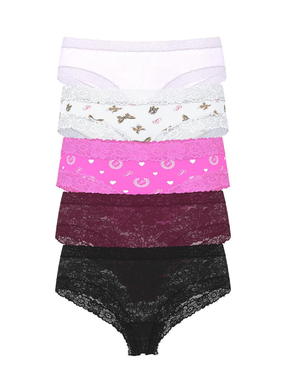 Набор трусиков Victoria's Secret Lace-Waist Wink Cotton Cheeky 5 шт. L Разноцветный (43652955162761)