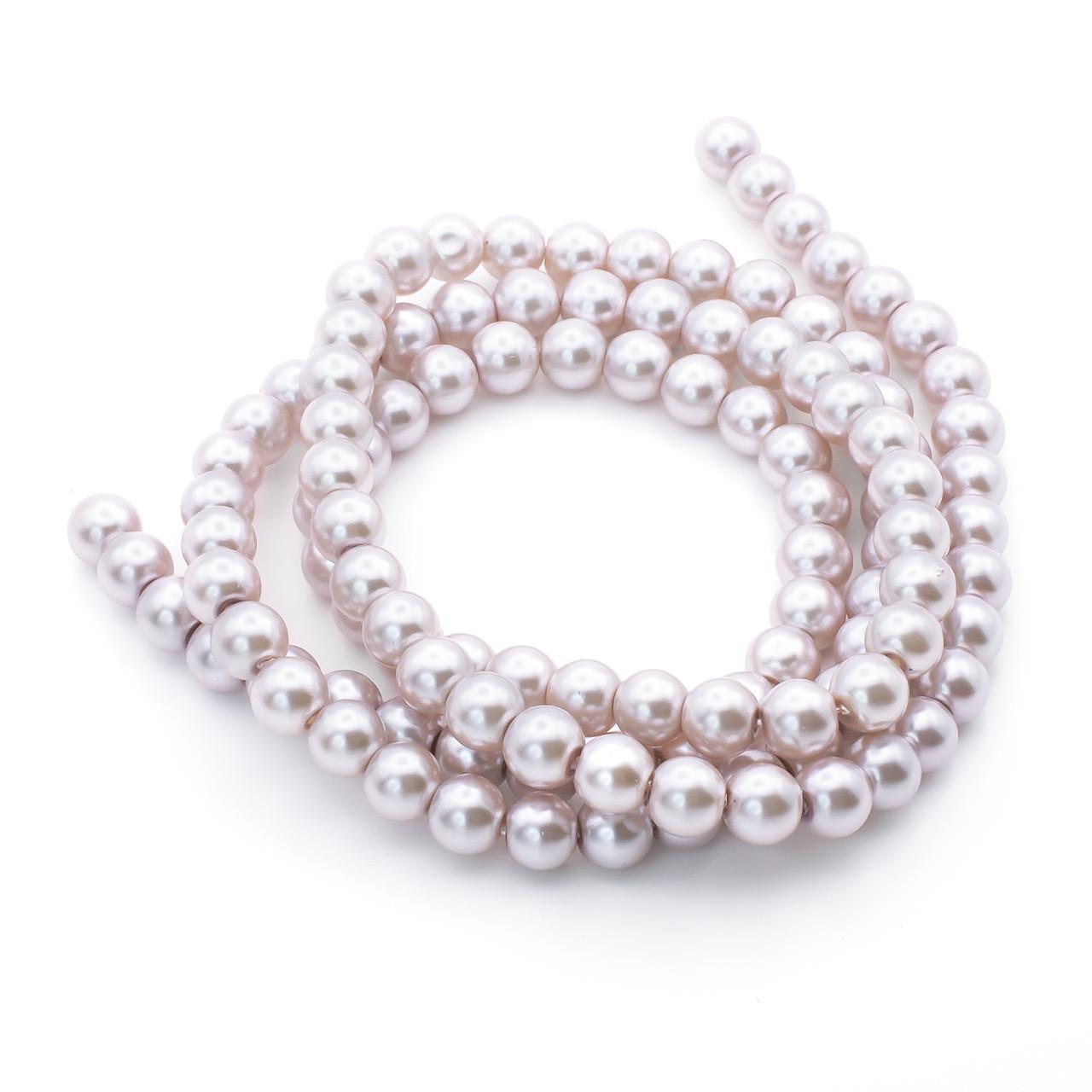 Бусины стеклянные на нитке под жемчуг 4 мм 80 см 209 шт. Серо-сиреневый (БЖ0004к12)