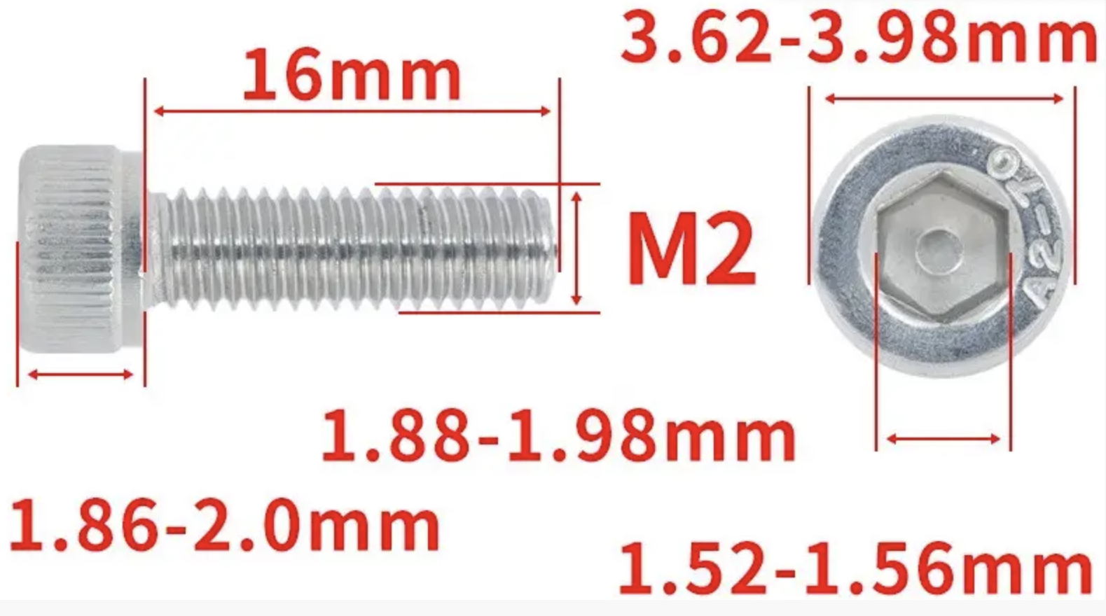 Гвинт з шестигранною головкою DIN912 M2x16 мм (DIN912_m2_16) - фото 2 Гвинт з шестигранною головкою DIN912 M2x16 мм (DIN912_m2_16) - фото 2