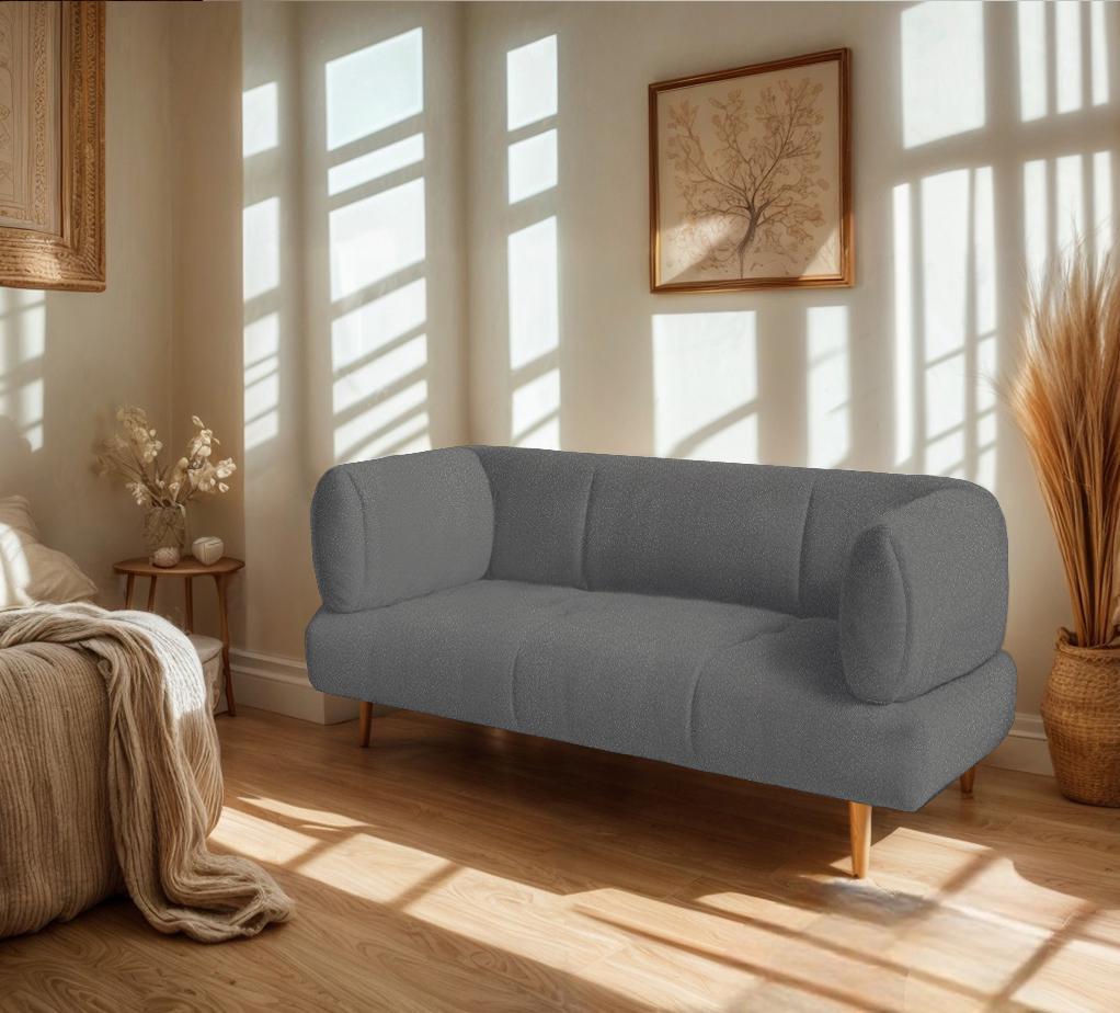 Диван офисный Tobi Sho Бенно-1 с подлокотниками и деревянными ножками букле Alpaca Темно-серый/97, 1400х720х750 мм - фото 3