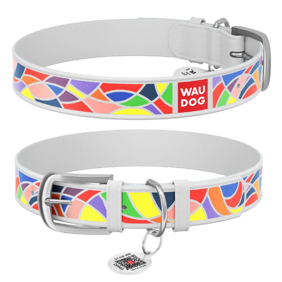 Ошейник для собак кожаный Waudog Design Витраж с QR паспортом XS 12 мм 21-29 см