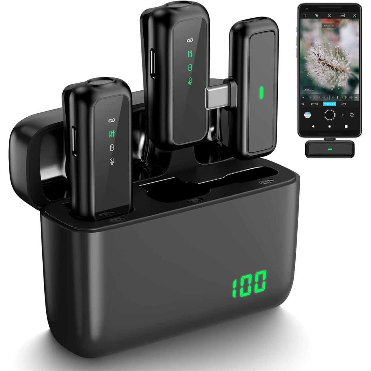 Микрофон двойной петличный с зарядным кейсом Savetek P34-2 Type-C для Android смартфонов/планшетов беспроводной до 20 м - фото 2