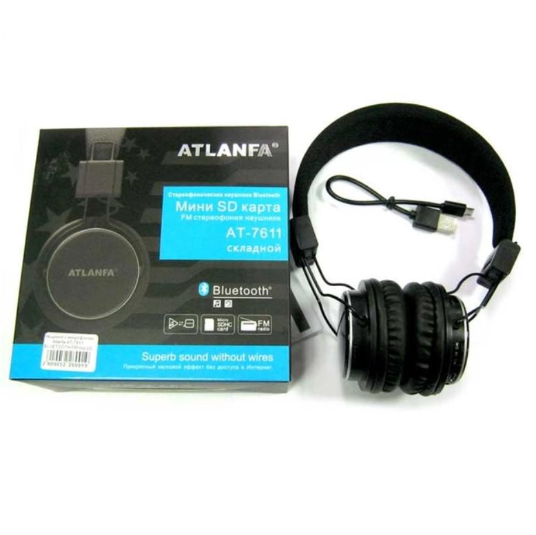 Наушники беспроводные Atlanfa с гарнитурой MP3 и FM Bluetooth AT-7611А Черный (AT-7611А) - фото 3