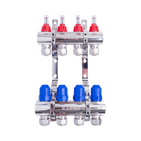 Коллекторная группа Karro KR 20160 на 4 выхода никелированная (TU-16178)