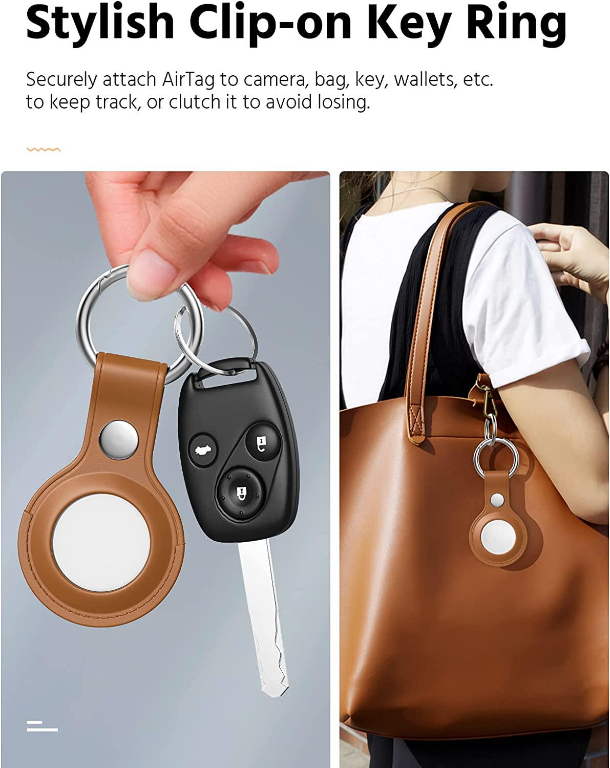 Чехол-брелок для AirTag MOKO Ring кожаный Brown (MKBRLETH) - фото 4 Чехол-брелок для AirTag MOKO Ring кожаный Brown (MKBRLETH) - фото 4
